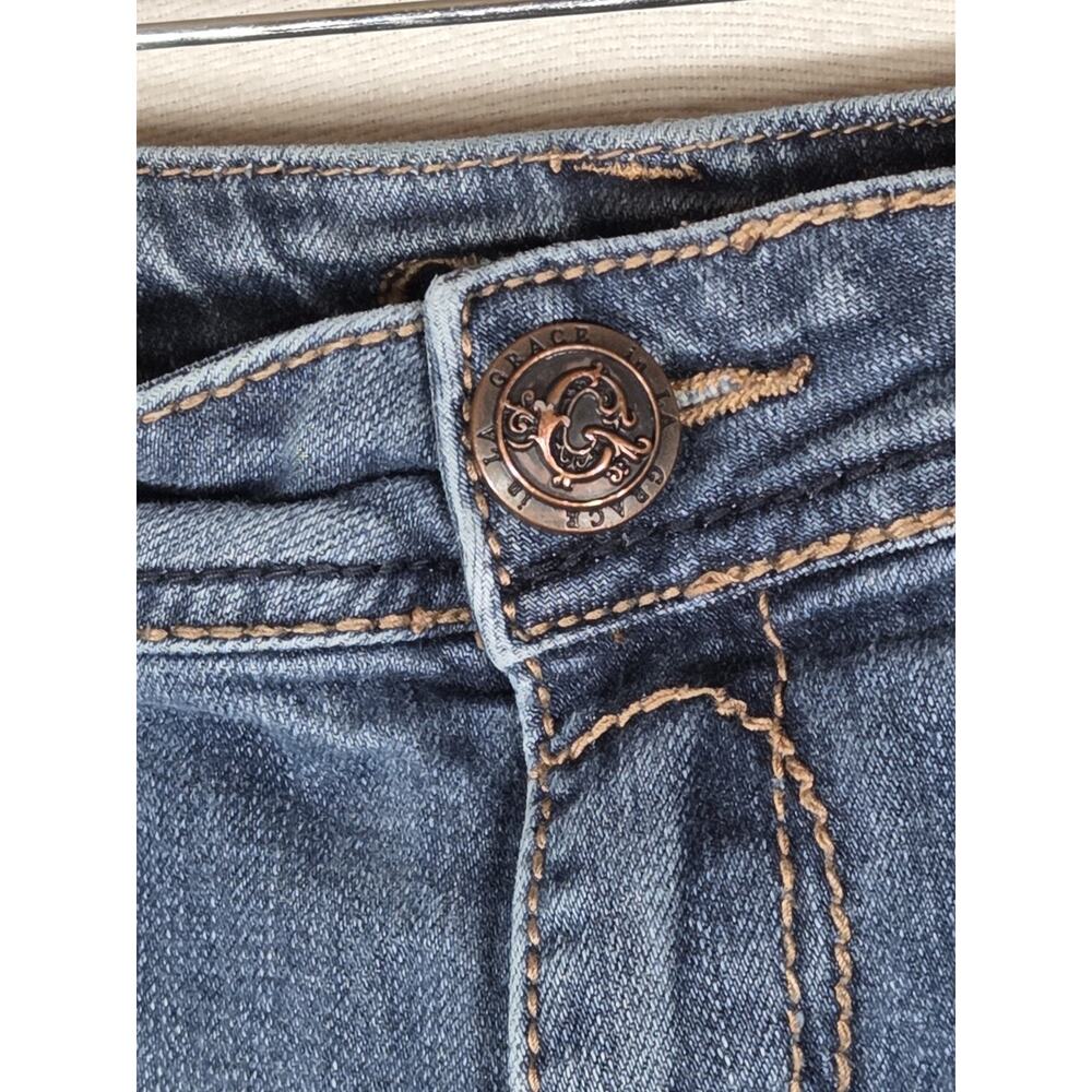 Grace In LA Jeans Size 31 Womens Bootcut Blue Easy Fit Embellished Y2K - Picture 6 of 11